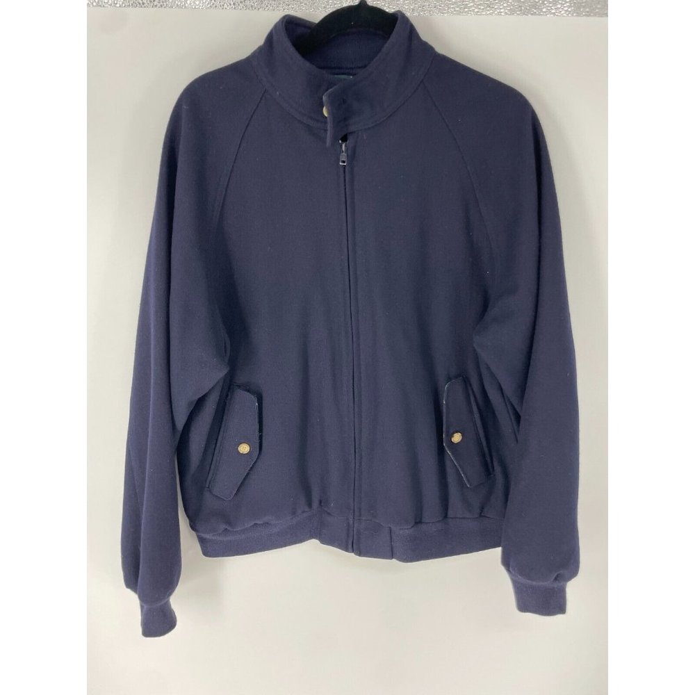 Vintage Izod Jacket Mens Wool Plaid Lined Full Zip Blue Size M